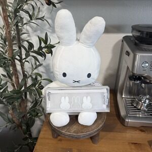 MIFFY White Bunny 14" Plush/Pencil Case Makeup Pouch Cosmetic Bag Korea Set NEW
